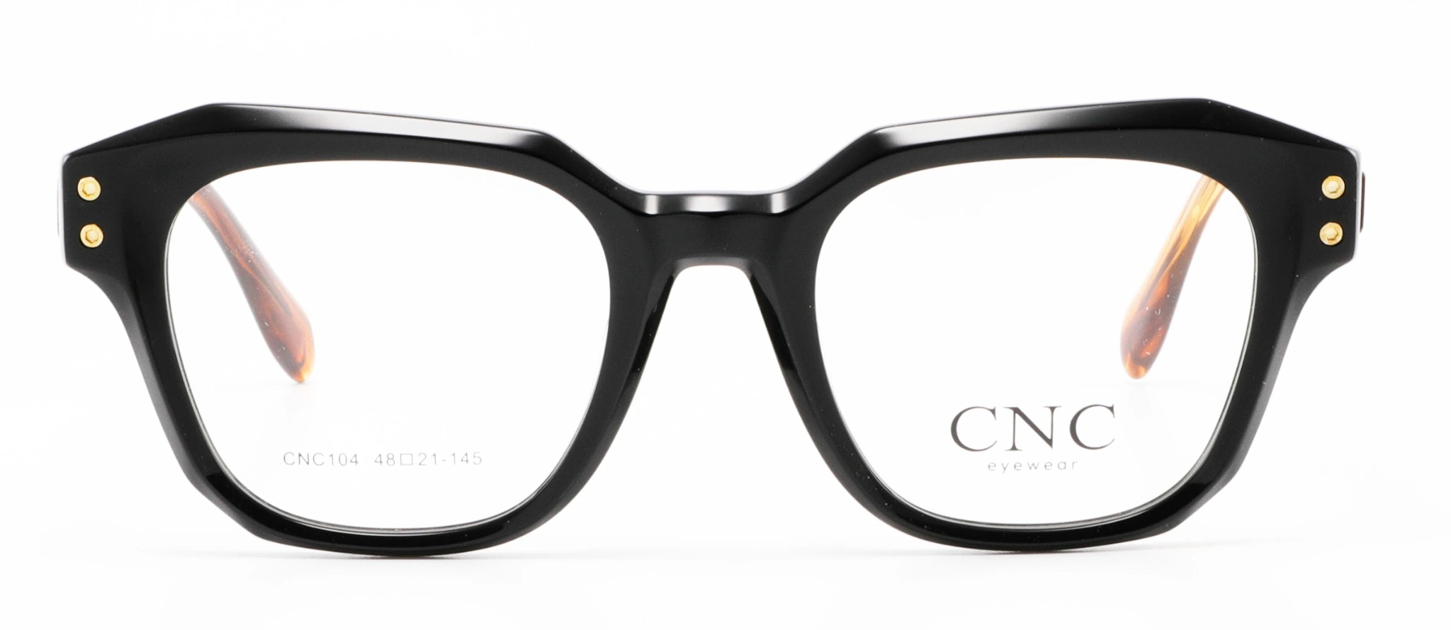 Vista frontal exacta de la montura CNC104-C1 en Negro con Ámbar