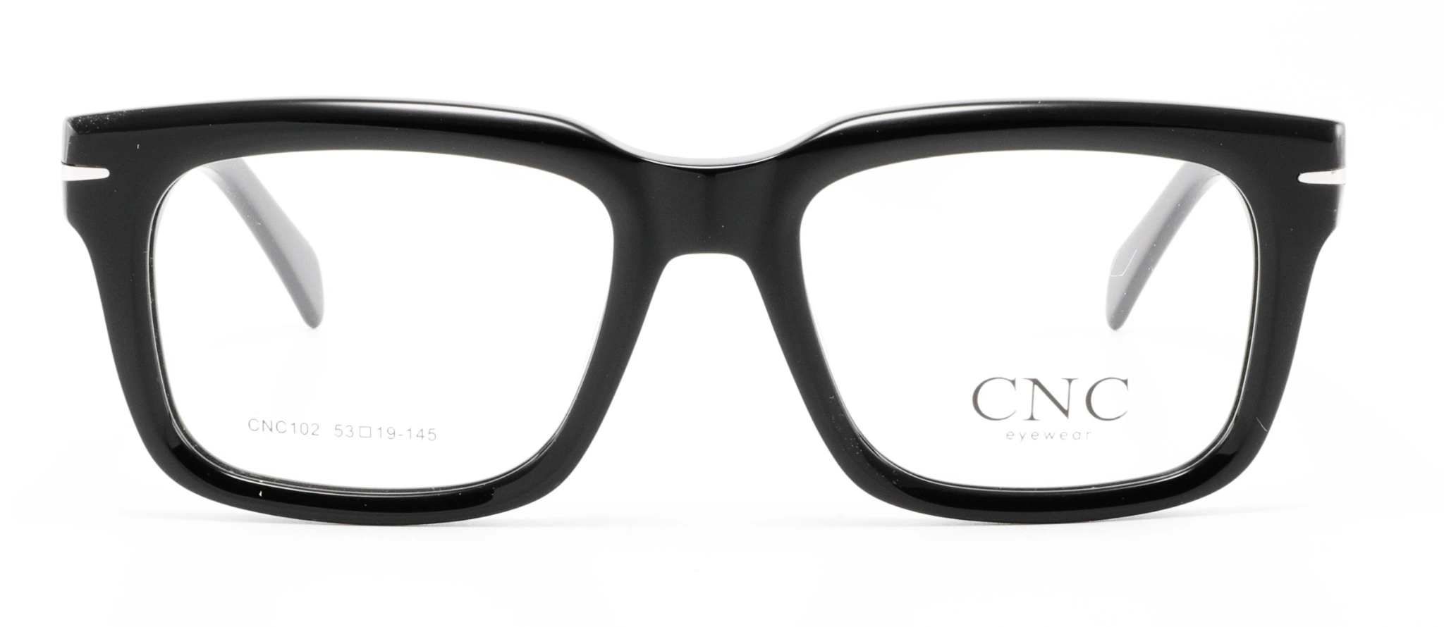 Vista frontal exacta de la montura CNC102-C1 en Negro Ébano