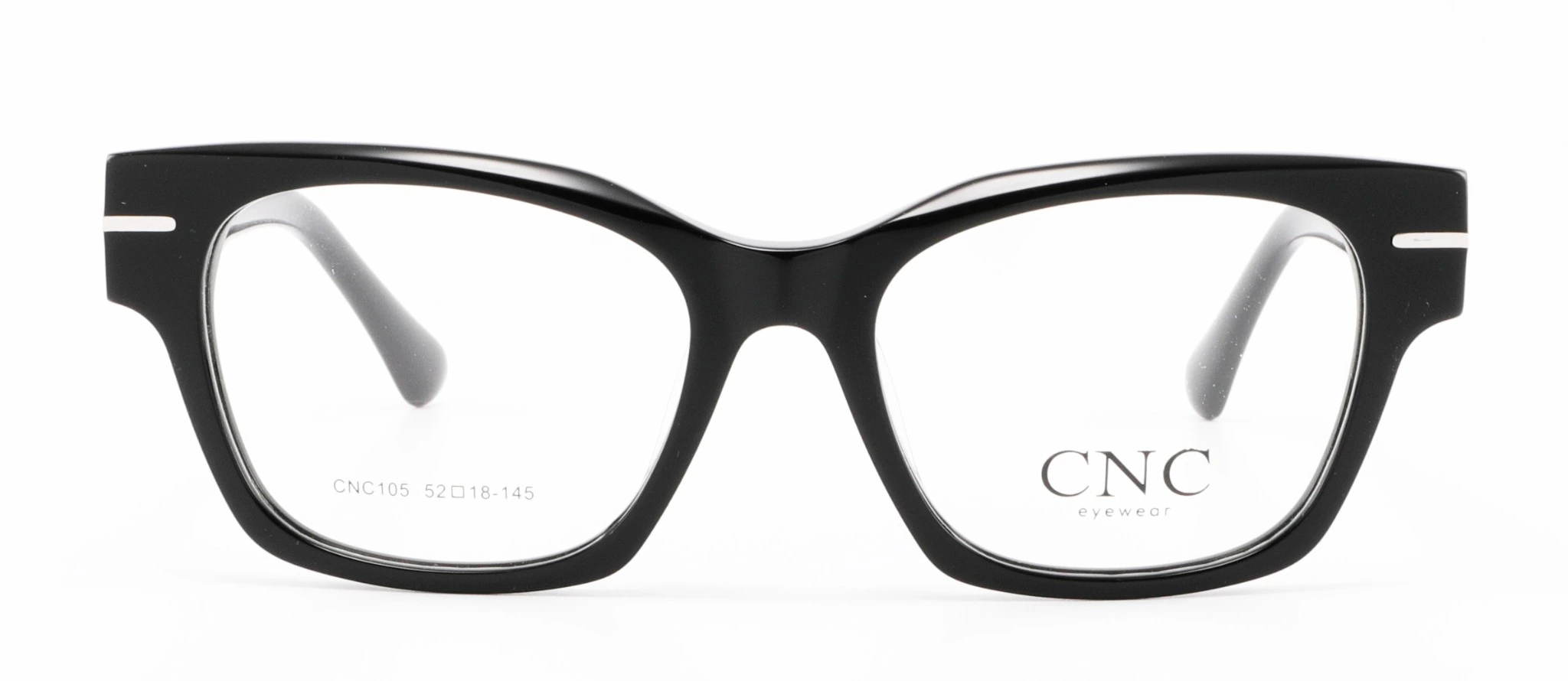 Vista frontal exacta de la montura CNC105-C1 en Negro Ébano