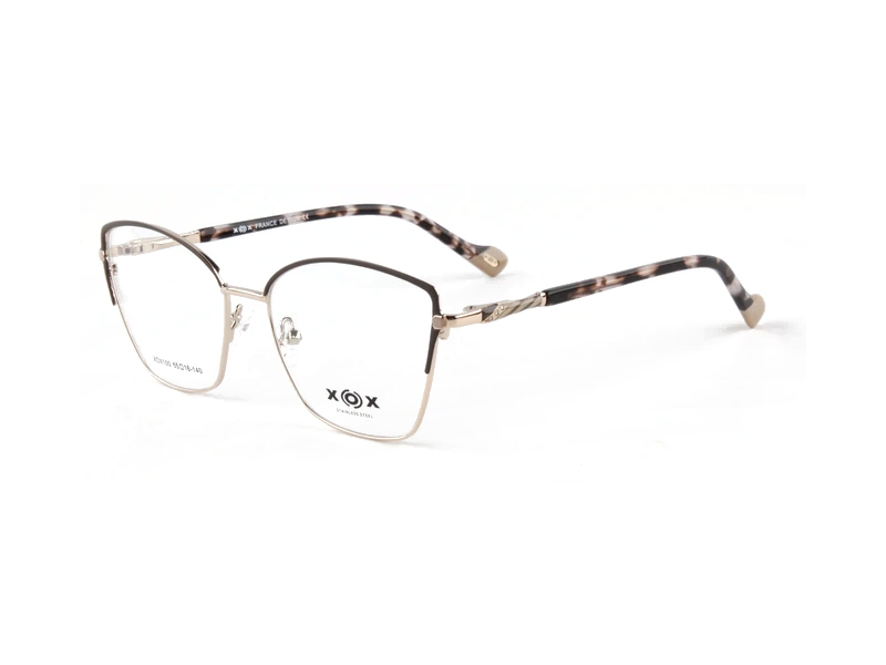 Vista en ángulo exacta de la montura XOX100-C4, Beige con Dorado