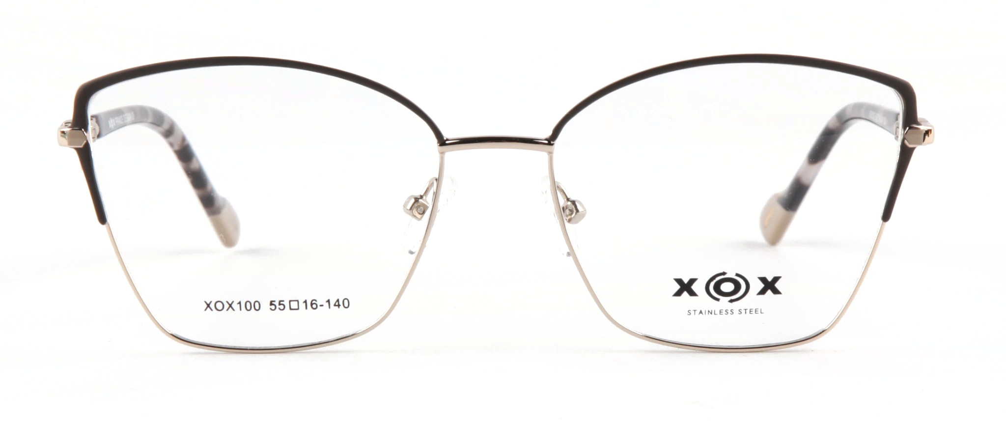 Vista frontal exacta de la montura XOX100-C4, Beige con Dorado