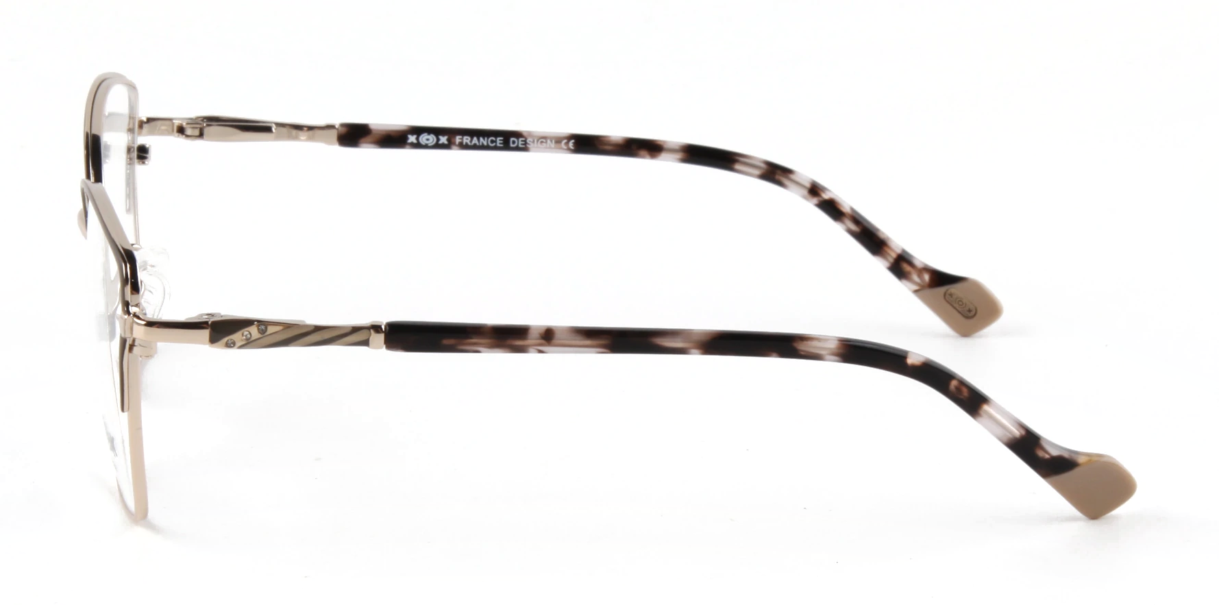 Vista lateral exacta de las varillas XOX100-C4, Beige con Dorado