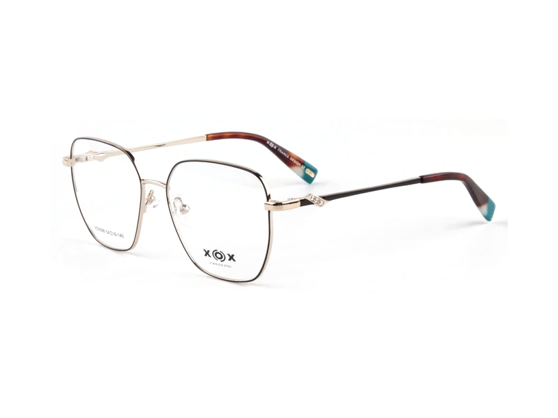 Vista en ángulo exacta de la montura XOX098-C2, Negro con Dorado